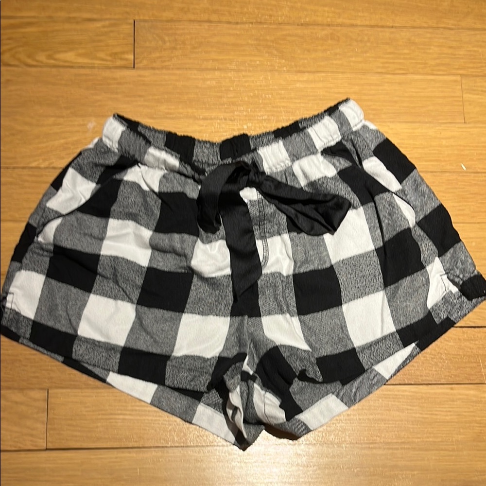 Black and White Checkered Women's Pajama Shorts